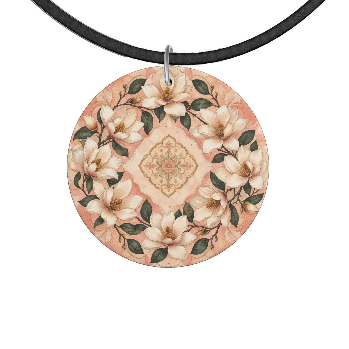 Magnolia Garden Wooden Pendant Necklace