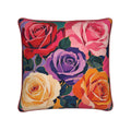 Bold Rose Cushion Double-Sided with Red Piping