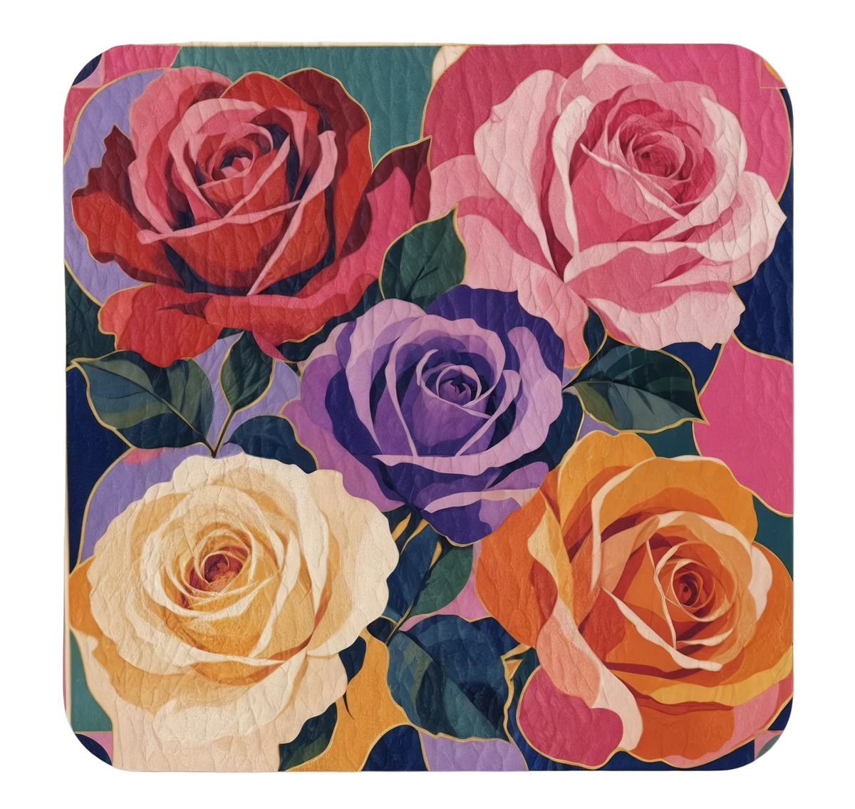 Bold Rose Vinyl Coasters